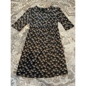 ORLA KIELY Designer Career Brown Silk Business Dress Tie Waist US Size 1 XS